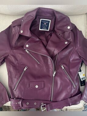 U.S. Polo Assn. Plum Vegan Leather Moto Jacket
